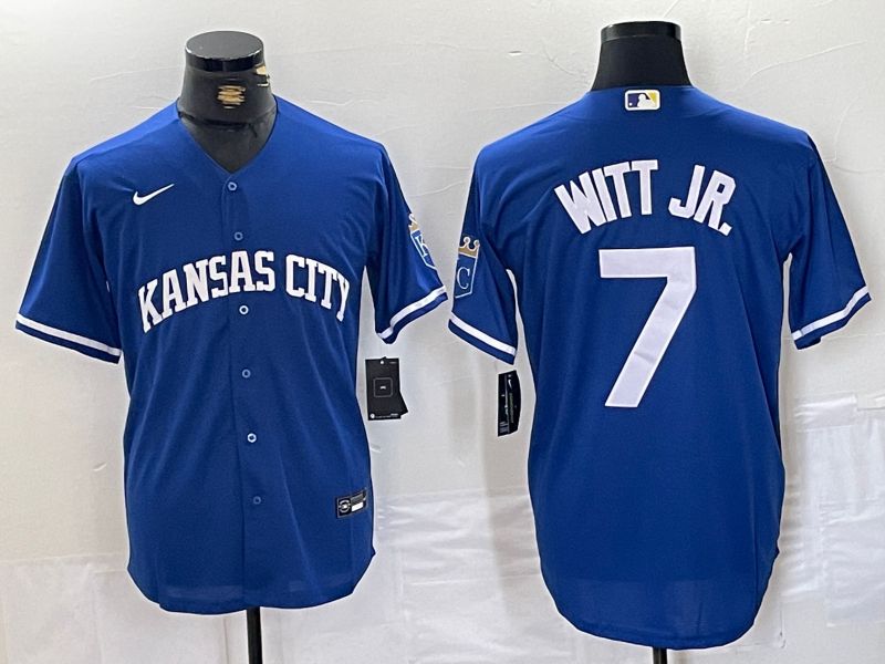 Men Kansas City Royals #7 Witt JR Blue Game 2024 Nike MLB Jersey style 1